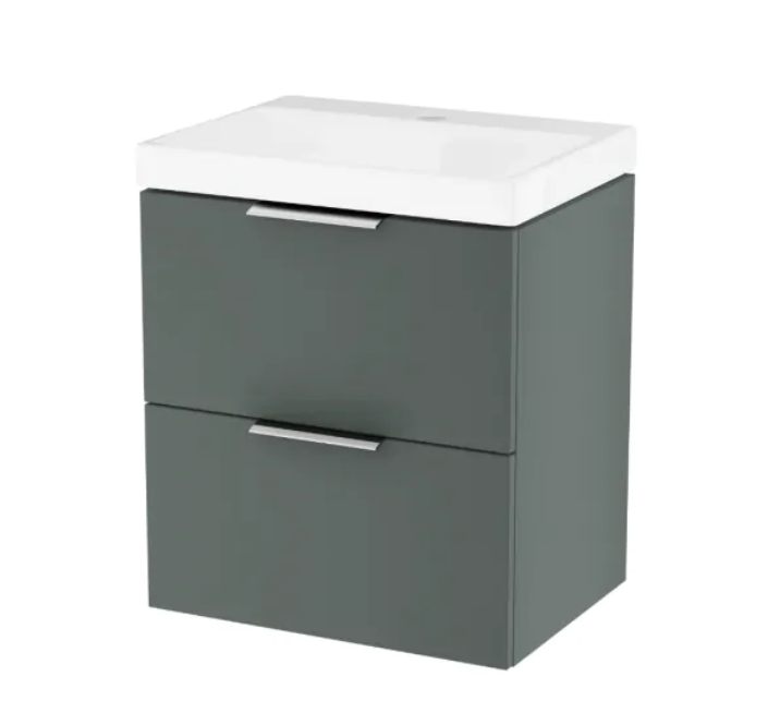 Excellent Blanko szafka z umywalką z otworem 49 cm szałwiowy mat/uchwyty chrom MLEX.6301.490.GN + CENL.6317.500.WH + MLEX.6303.SETCR