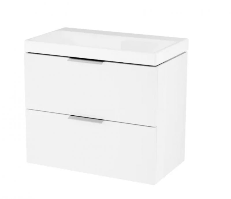 Excellent Blanko szafka z umywalką bez otworu 65 cm biały/uchwyty chrom MLEX.6301.640.WH + CENL.6327.650.WH + MLEX.6303.SET.CR