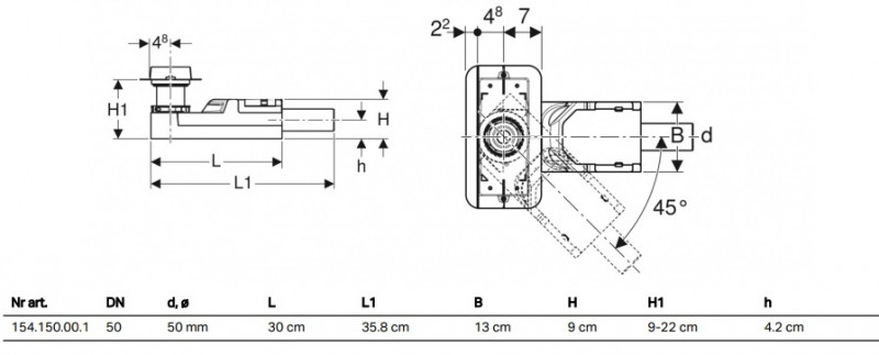 Geberit CleanLine zestaw montażowy do rynien zbiorczych serii CleanLine 90-220mm 154.150.00.1