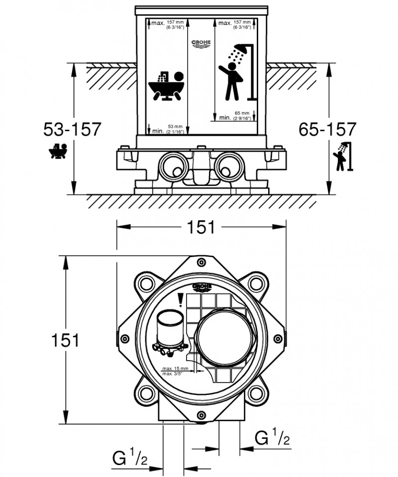 Grohe element podtynkowy podłogowy do baterii 45984001