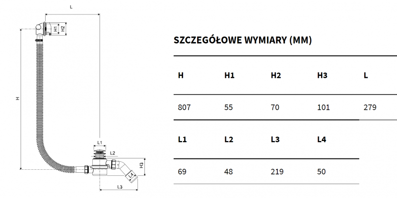 Excellent Hover syfon wannowy z napełnianiem przez przelew biały mat ARIN.3410WH
