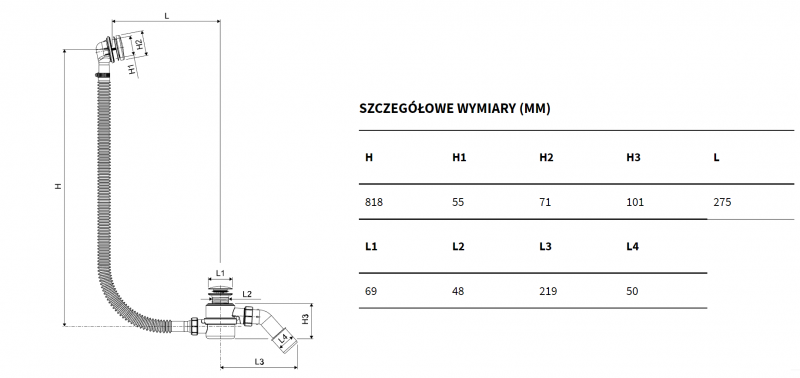 Excellent Moli syfon wannowy click-clack z przelewem biały ARIN.3210WH