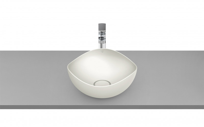 Roca Ohtake umywalka stawiana na blat asymetryczna 37,5x37,5 beżowy A327A15650