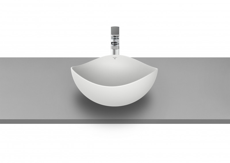 Roca Ohtake umywalka stawiana na blat asymetryczna 37,5x37,5 biały matowy A327A15620