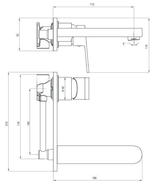 Deante Alpinia bateria umywalkowa podtynkowa złoty połysk BGAZ54L