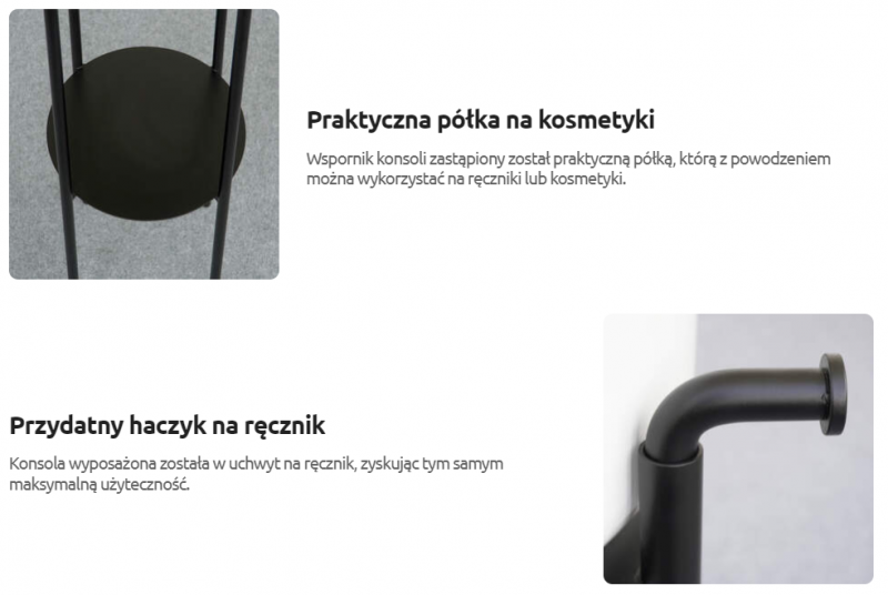 Deante Silia konsola łazienkowa stojąca nero czarny matowy CKSN36A