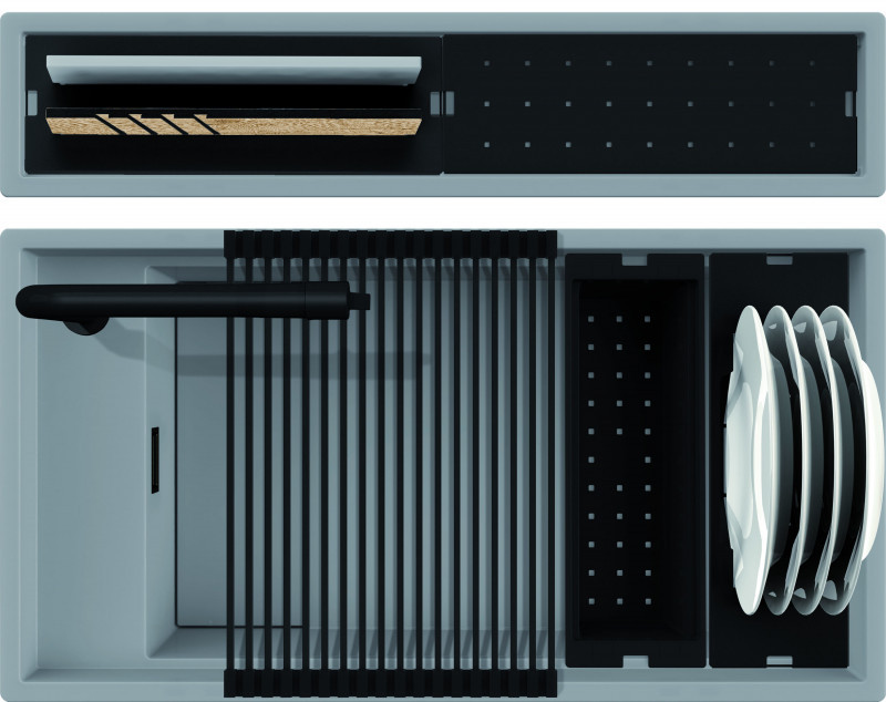 Elleci Dialogo 360 zlewozmywak modułowy 1 komora XXL K97 light grey szary KeratekPlus LKD36097BKM