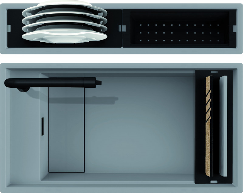 Elleci Dialogo 360 zlewozmywak modułowy 1 komora XXL K97 light grey szary KeratekPlus LKD36097BKM