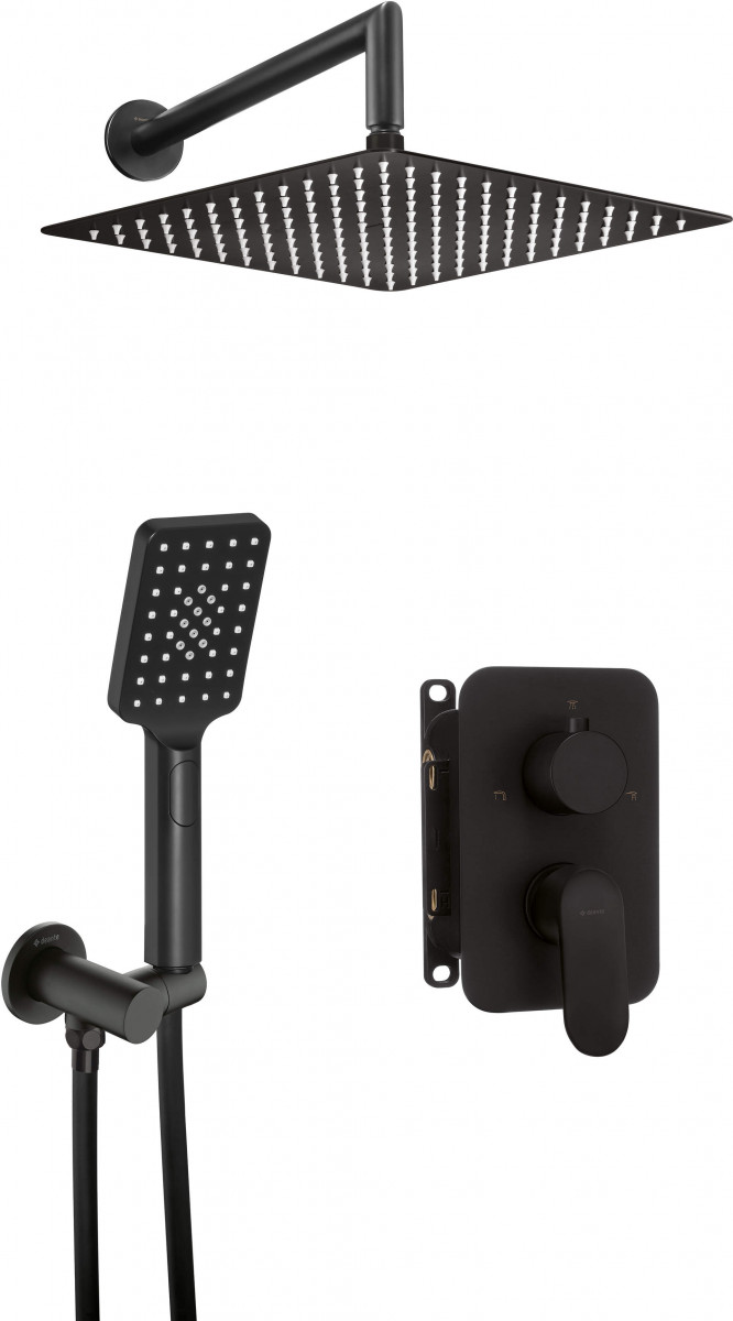 Deante Alpinia zestaw prysznicowy podtynkowy 3-drożny z deszczownicą czarny matowy BXYZNGAM BXYZNGAM