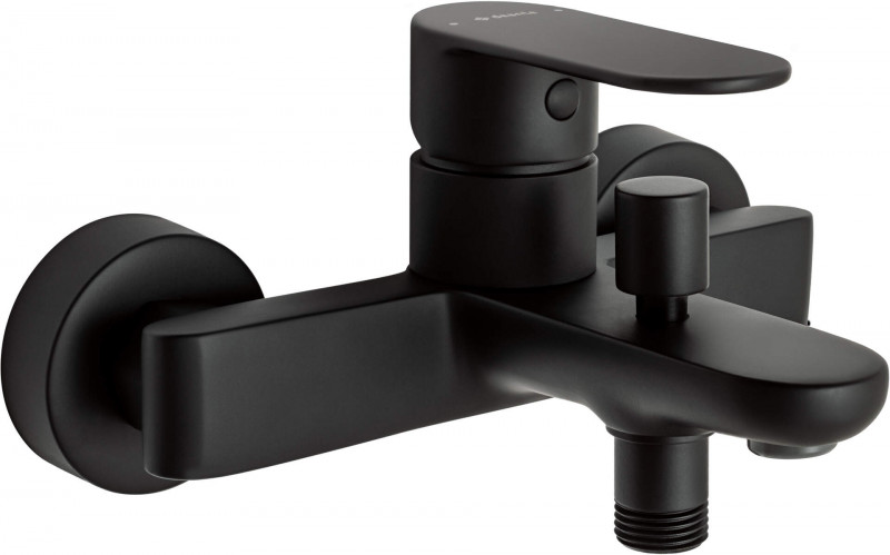 Deante Alpinia bateria wannowa ścienna czarny matowy BGAN10M