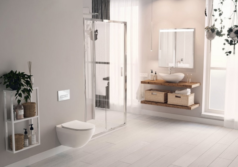 Roca Ohtake umywalka stawiana na blat asymetryczna 54x37,5 biały połysk Supraglaze A327A13S00