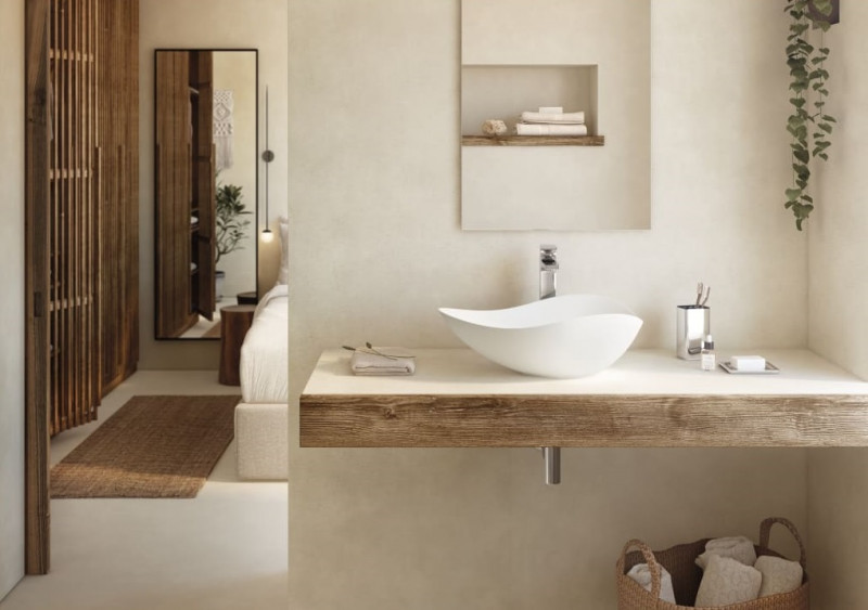 Roca Ohtake umywalka stawiana na blat asymetryczna 54x37,5 biały połysk A327A13000