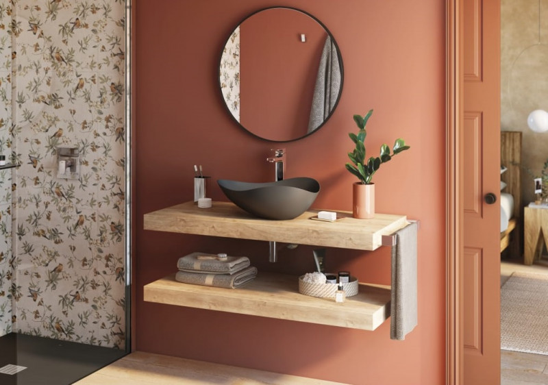 Roca Ohtake umywalka stawiana na blat asymetryczna 54x37,5 onyx A327A13640