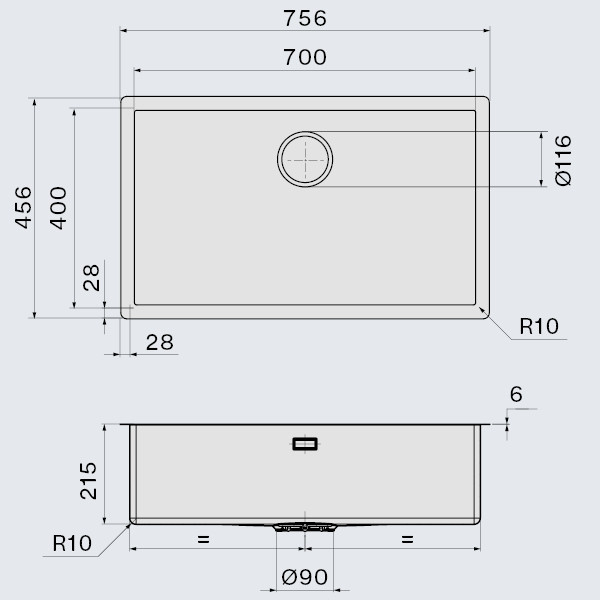 Falmec Iseo 70 zlewozmywak komora podwieszana/wpuszczana ceramix czarny matowy SIS7000F.00#CBF