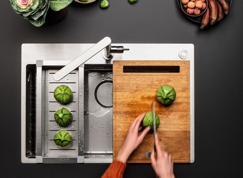 Falmec Garda 70 zlewozmywak komora wpuszczana korek automatyczny stal inox AISI 304 SGA7000F.00#SSF