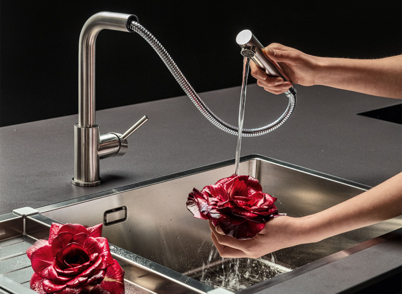 Falmec Pure Steel Corner bateria zlewozmywakowa z wyciąganą wylewką inox MPSC.00#SSF