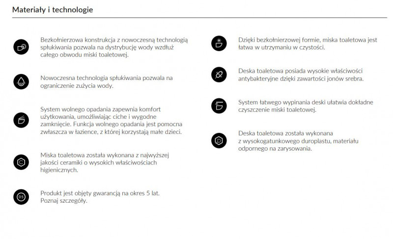 Omnires Ottawa Comfort muszla wisząca bezkołnierzowa 54 cm + deska wolnoopadająca OTTAWACMWBP
