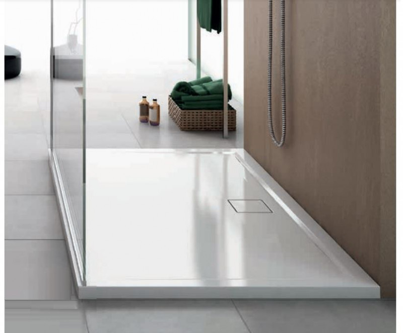 Sanswiss LIVADA W20AL brodzik prostokątny 160x70 odpływ na długim boku konglomerat gelcoat biały W20AL07016004