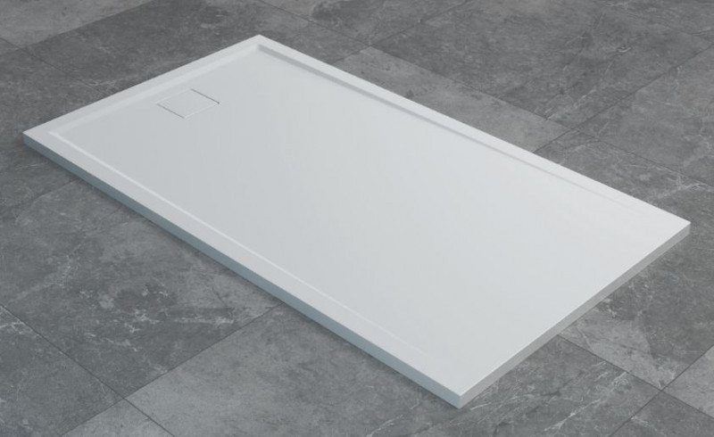 Sanswiss LIVADA W20AS brodzik prostokątny 100x90 odpływ na krótkim boku konglomerat gelcoat biały W20AS09010004