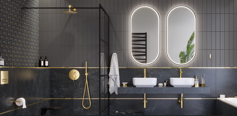 Excellent Corido lustro owalne LED w ramie aluminiowej 100x50 cm czarny mat DOEX.CO100.050.BL