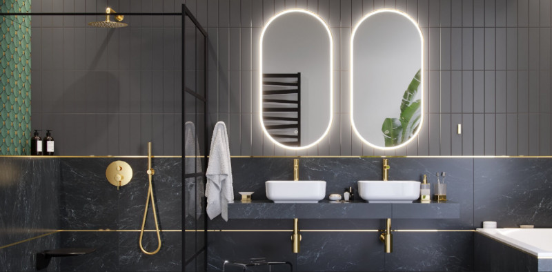 Excellent Corido lustro owalne LED w ramie aluminiowej 100x50 cm złoty połysk DOEX.CO100.050.GL