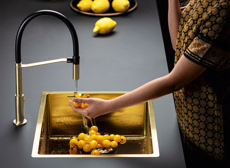 Falmec Trevi Pro bateria zlewozmywakowa z wyciąganą wylewką złoty MTRP.00#PGF