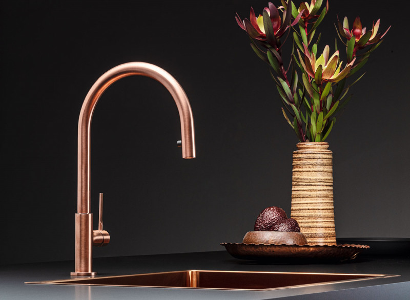 Falmec Trevi Round bateria zlewozmywakowa z wyciąganą wylewką miedź MTRR.00#PQF