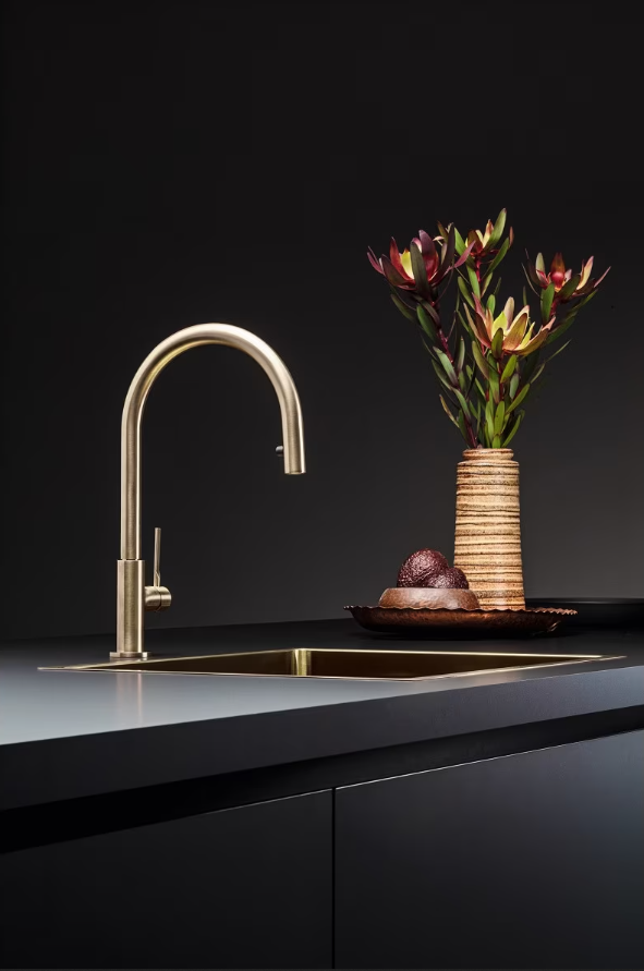 Falmec Trevi Round bateria zlewozmywakowa z wyciąganą wylewką złoty MTRR.00#PGF