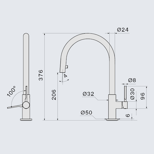 Falmec Trevi Round bateria zlewozmywakowa z wyciąganą wylewką gun metal MTRR.00#PPF