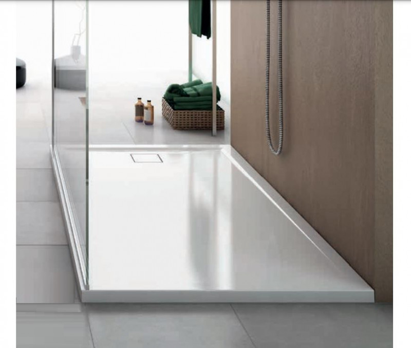 Sanswiss LIVADA W20AS brodzik prostokątny 100x70 odpływ na krótkim boku konglomerat gelcoat biały W20AS07010004