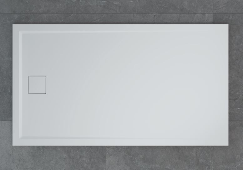 Sanswiss LIVADA W20AS brodzik prostokątny 140x90 odpływ na krótkim boku konglomerat gelcoat biały W20AS09014004