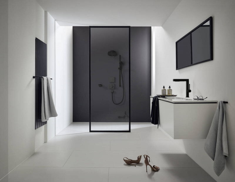 Hansgrohe Pulsify S Głowica prysznicowa 260 2jet z ramieniem ściennym czarny matowy 24150670