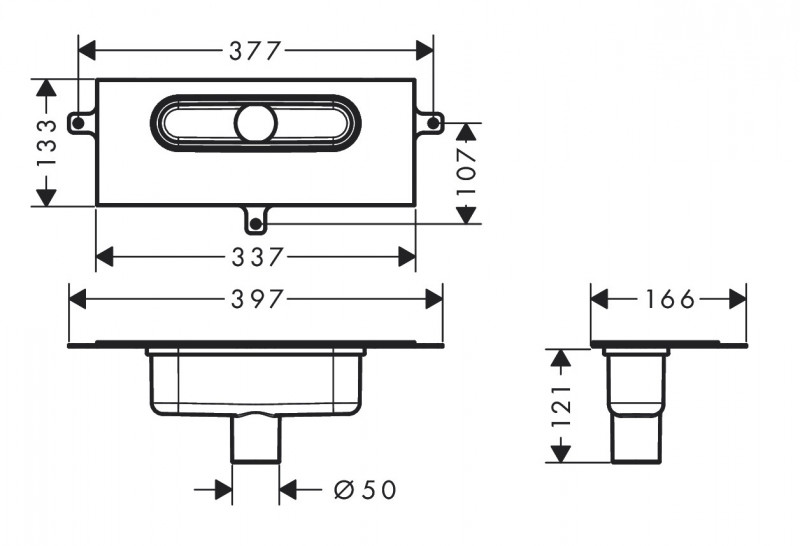 Hansgrohe uBox Zestaw podstawowy do odpływu liniowego montaż wertykalny 01002180