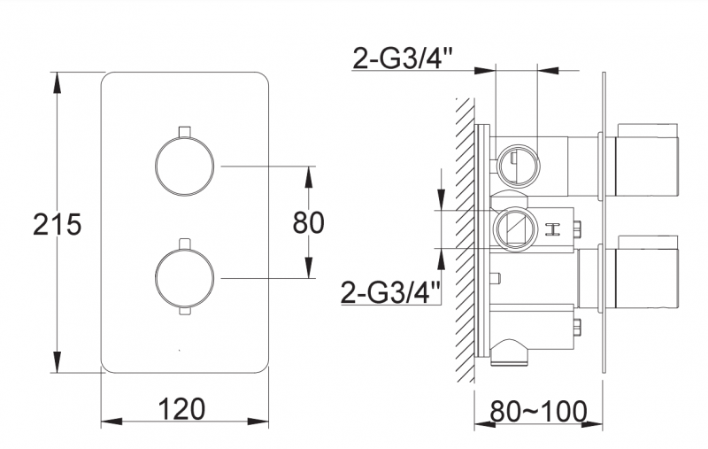Kohlman Experience Gold termostatyczna bateria podtynkowa 2-drożna złoty połysk QW432EGD