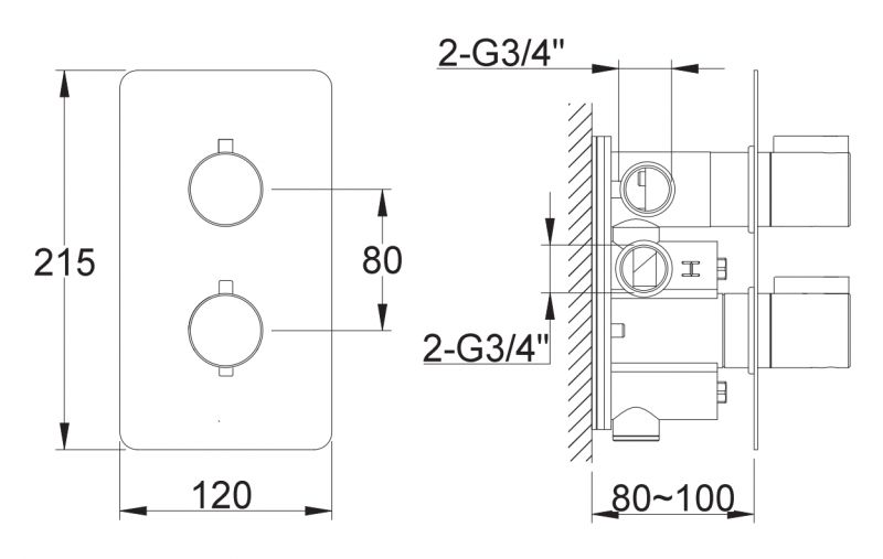 Kohlman Experience termostatyczna bateria podtynkowa 3-drożna chrom QW433E