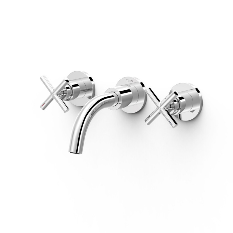 Tres Mont Blanc bateria umywalkowa podtynkowa, wylewka 15 cm chrom 28330001