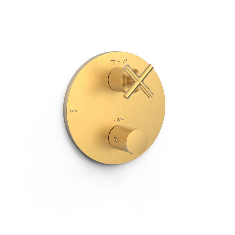 Tres Mont Blanc Therm-box podtynkowa bateria wannowa termostatyczna 2-drożna elelement zewnętrzny złoty matowy 28325001OM