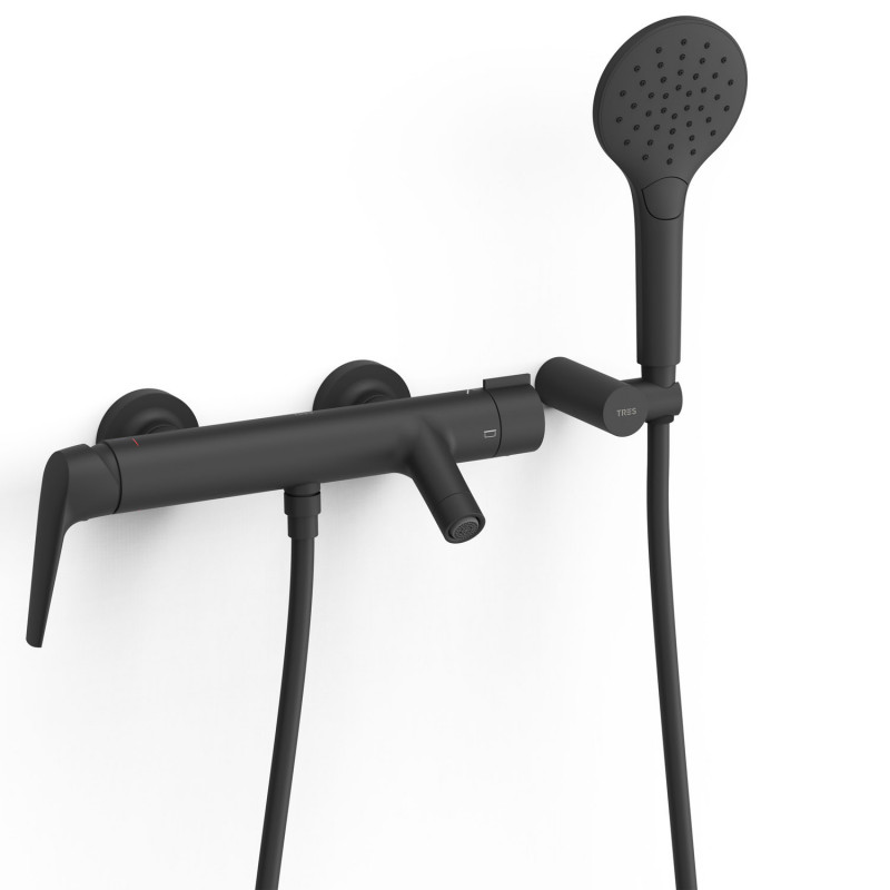 Tres Fuji bateria wannowa z zestawem natryskowym czarny matowy 28117001NM