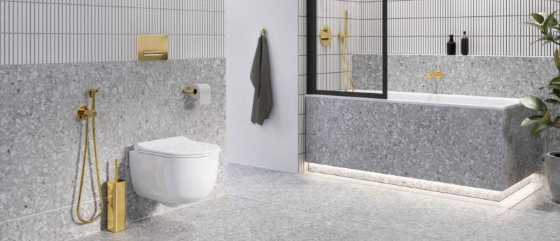 Excellent Pi podtynkowy system bidetowy złoty połysk AREX.1204GL