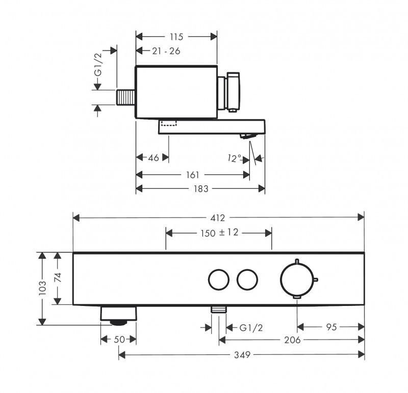Hansgrohe ShowerTablet Select bateria termostatyczna wannowa 400 ścienna czarny matowy 24340670
