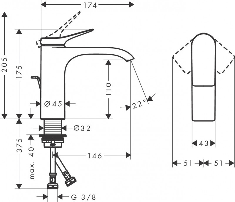 Hansgrohe FinishPlus Vivenis bateria umywalkowa 110 z korkiem czarny matowy 75020670