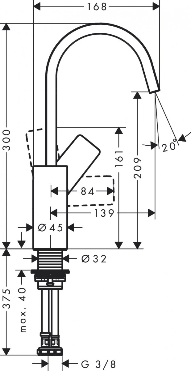 Hansgrohe Vivenis bateria umywalkowa 210 bez korka chrom połysk 75032000