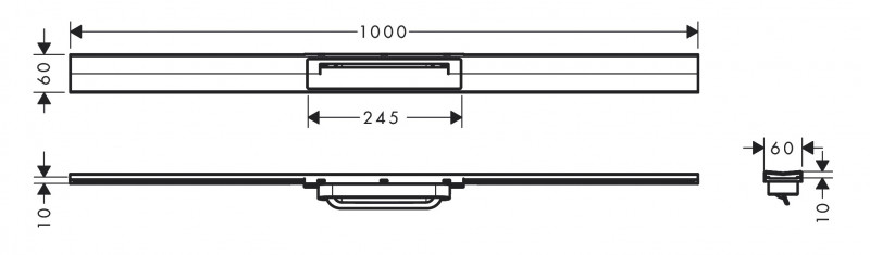 Hansgrohe RainDrain Flex Element zewnętrzny odpływu 1000 z możliwością przycięcia do montażu w podłodze czarny matowy 56046670
