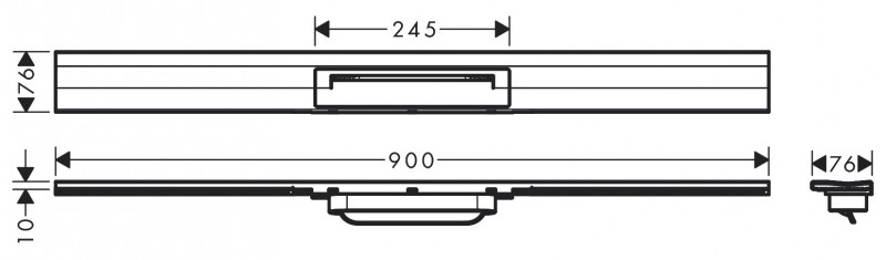 Hansgrohe RainDrain Flex Element zewnętrzny odpływu 900 z możliwością przycięcia do montażu przy ścianie czarny matowy 56052670