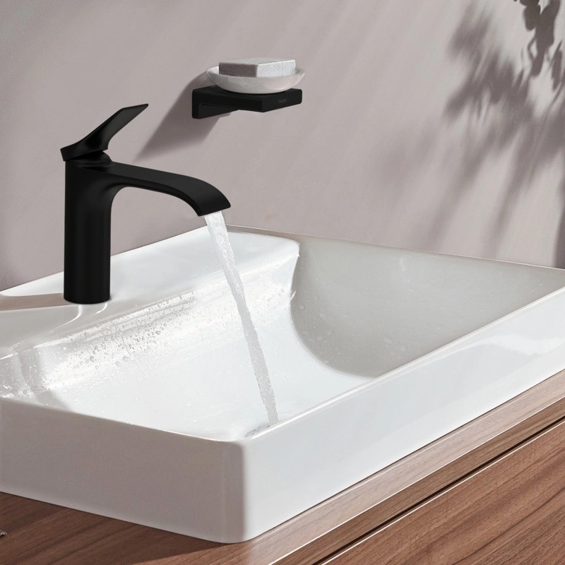 Hansgrohe FinishPlus Vivenis bateria umywalkowa 110 z korkiem czarny matowy 75020670