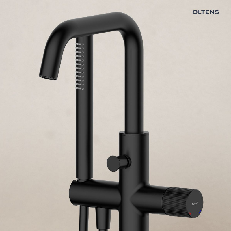 Oltens Hamnes bateria wannowa wolnostojąca podłogowa czarny mat 34302300