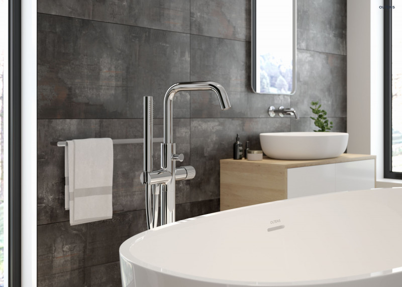 Oltens Hamnes bateria wannowa wolnostojąca podłogowa chrom 34302100