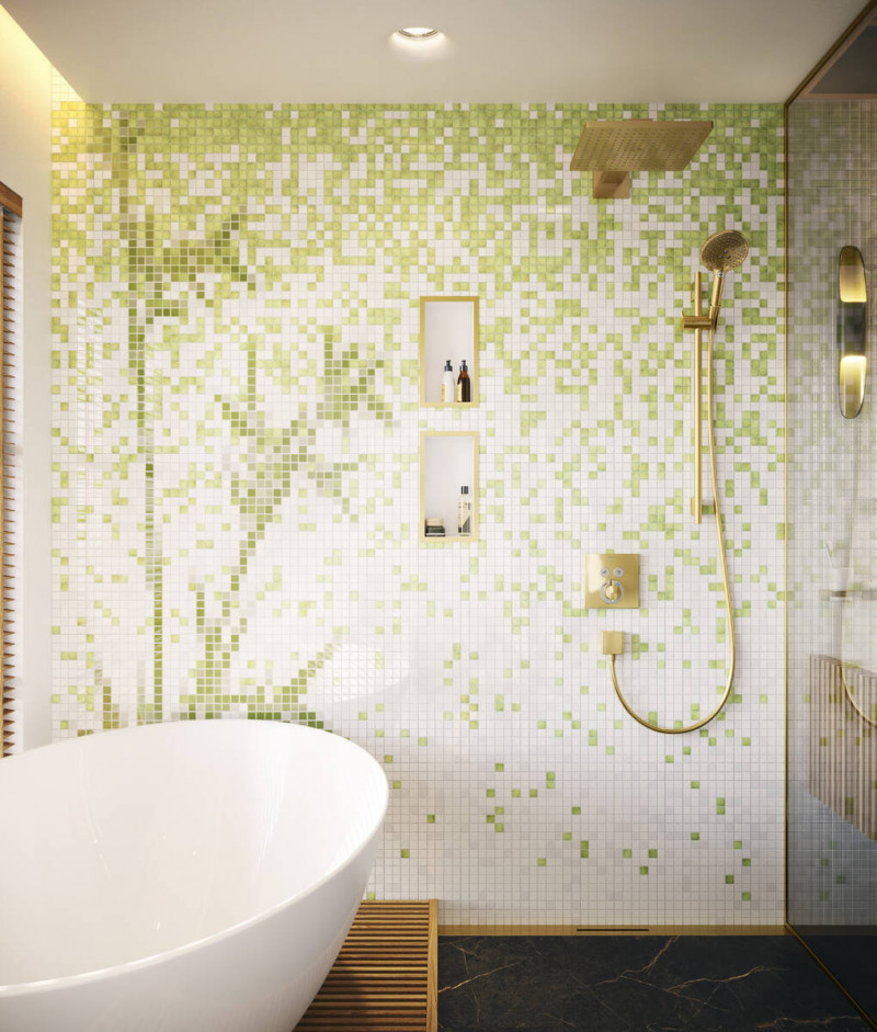 Hansgrohe RainDrain Flex Element zewnętrzny odpływu 900 z możliwością przycięcia do montażu przy ścianie złoty optyczny polerowany 56052990