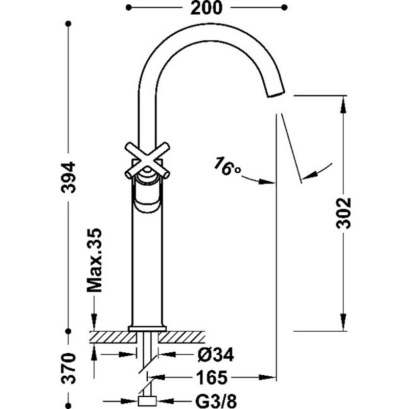 Tres Mont Blanc bateria umywalkowa wysoka XXL stal 28380301AC