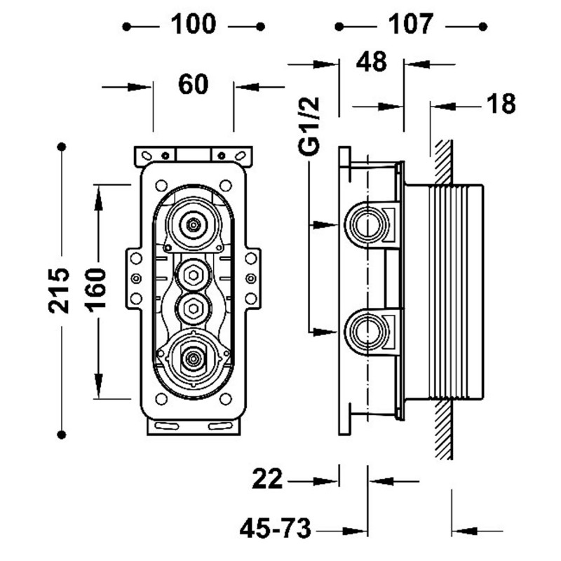 Tres THERM-BOX podtynkowy korpus 2-drożny termostatyczny 20785001